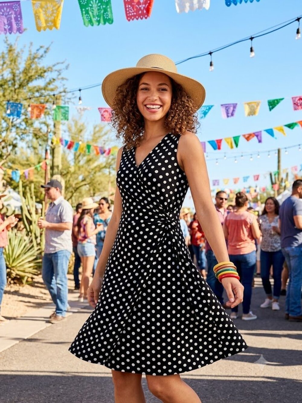 Talbots Petite Plus (1Xp) Faux-Wrap Polka Dot Sheath Dress
